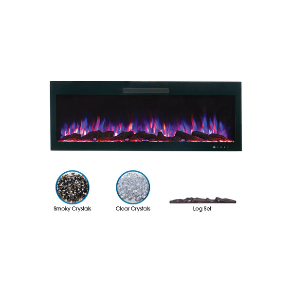 50 inch Wall Mounted and Wall Recessed Electric Fireplace